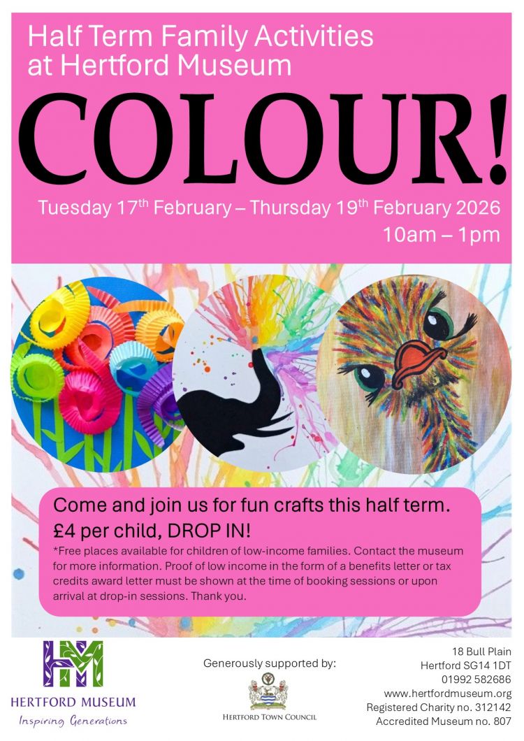 Half Term Family Activities at Hertford Museum: Colour!