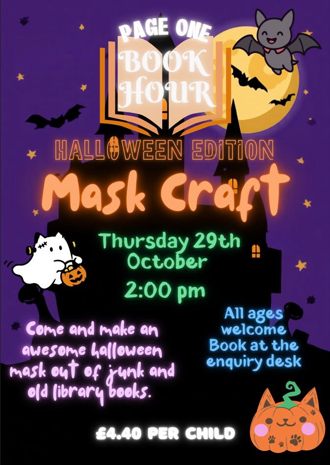 Page One Book Hour - Halloween Edition Mask Craft
