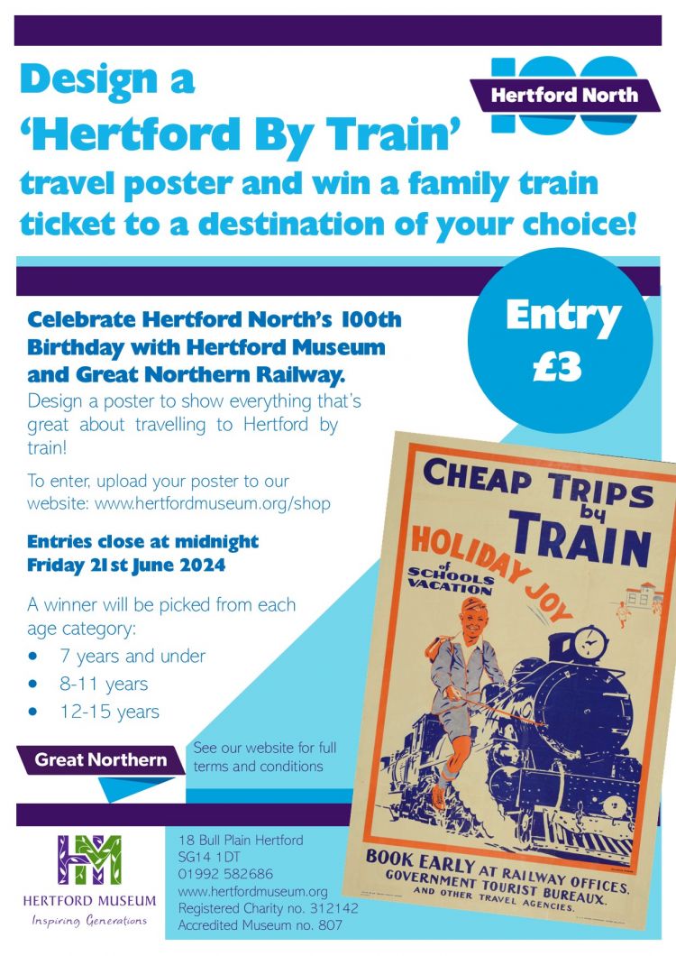 'Hertford by Train' travel poster competition: 100 Years of Hertford North