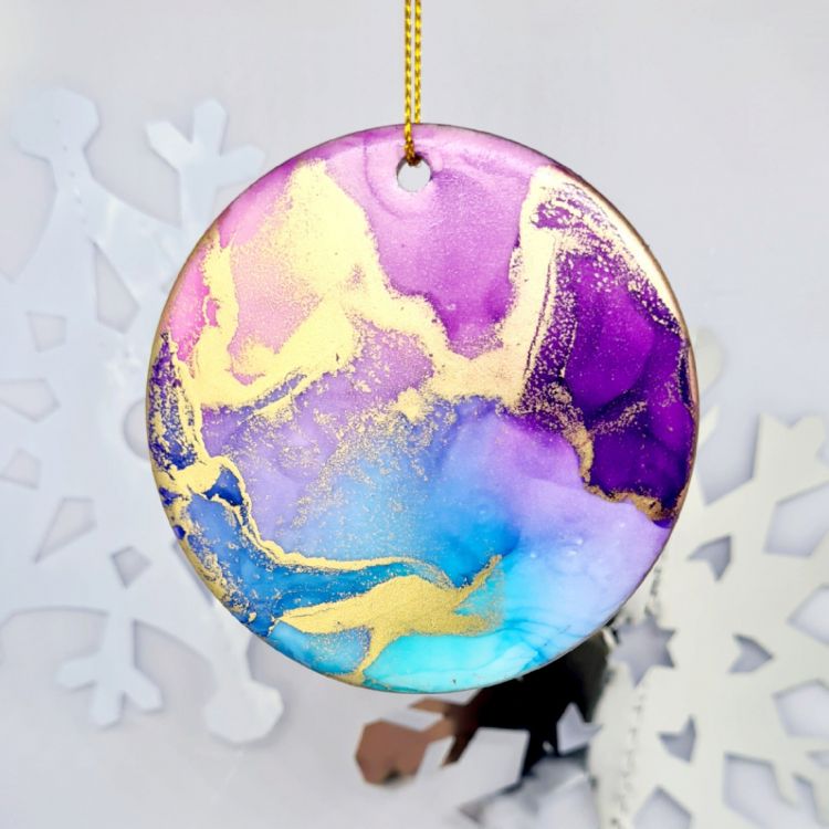 Alcohol Ink Christmas Baubles
