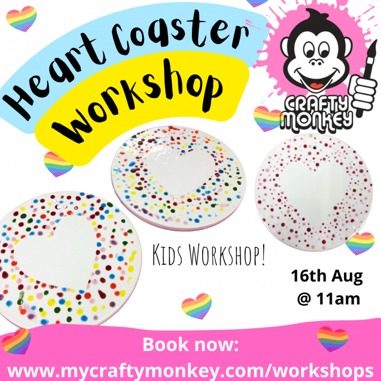Heart Coasters - Kids Pottery Workshop