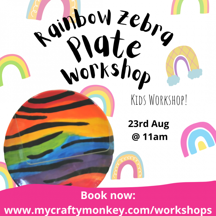 Rainbow Zebra Plate - Kids Pottery Workshop