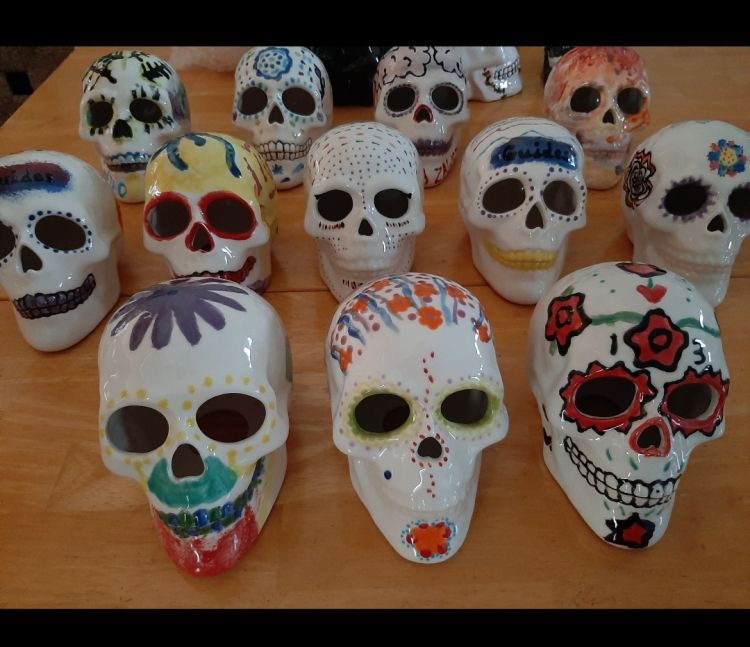Halloween pottery painting with Glaze Time